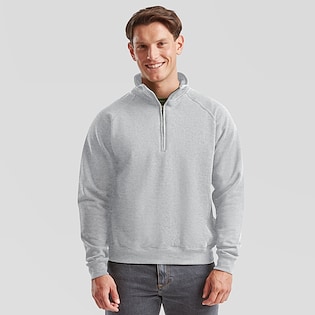 Fruit of the Loom Classic Zip Neck Sweat - heather grey