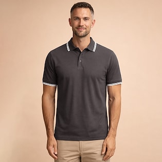 Tee Jays Stripe Stretch Polo - dark grey/ white