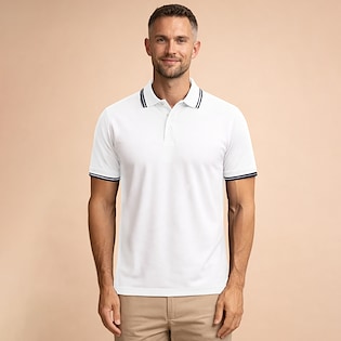 Tee Jays Stripe Stretch Polo - white/ navy