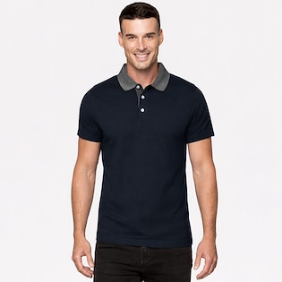 Kariban Men´s Two-Tone Jersey Polo Shirt - navy/ dark grey heather