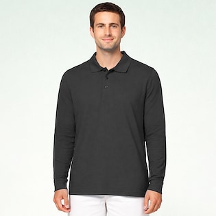 Kariban Men´s Long-Sleeved Pique Polo Shirt - dark grey