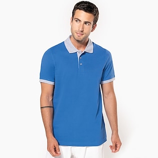 Kariban Men´s Two-tone Pique Polo Shirt - light royal blue/ oxford grey