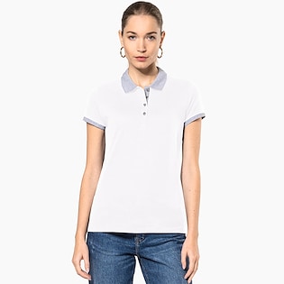 Kariban Ladies' Two-tone Pique Polo Shirt - white/ oxford grey