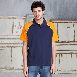 Kariban Polo Baseball - navy/ orange