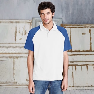 Kariban Polo Baseball - white/ royal blue